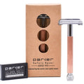 Parker 29L Rose Gold, Long Handle Butterfly Open Double Edge Safety Razor for Men & Women, 5 Parker Premium Platinum Double Edge Razor Blades Included