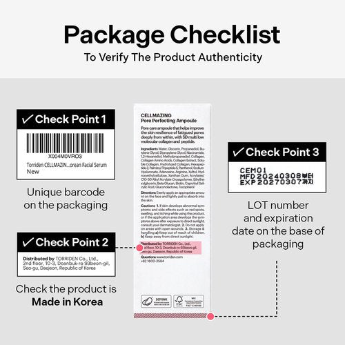 Torriden CELLMAZING Pore Perfecting Ampoule 30ml (1.01 fl.oz.) | Improving Skin Elasticity | 5D Collagen, Peptide Complex, PHA, LHA | Korean Facial Serum, Korean Skin Care