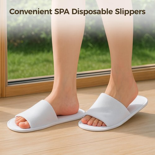 24 Pairs Spa Disposable Slippers, White Soft Plush Open Toe Non-Slip Slippers for Hotel, Spa, and Hospitality Unisex
