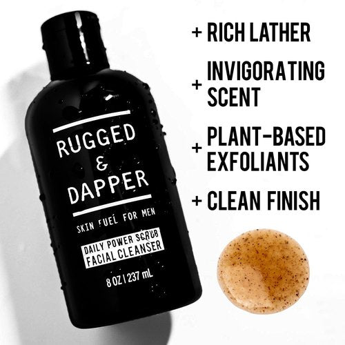 RUGGED & DAPPER Daily Men's Face Wash & Scrub - Deep Exfoliating Cleanser for Breakouts - 5 Month Supply