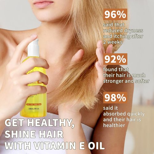 MAYJAM Organic Vitamin E Oil 50,000 IU for Skin, Pure & Natural Vitamine oils for Scars Hair, Face, Nail, Scalp Bath and Body Oil, Tocopherol to Repair Damaged Skin, Moisturizing Dry Skin, 8 Fl Oz
