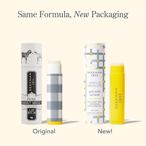 Beekman 1802 Lip Balm - Vanilla Absolute | Nourishing Goat Milk & Vitamin E for Dry Lips - 0.15 oz