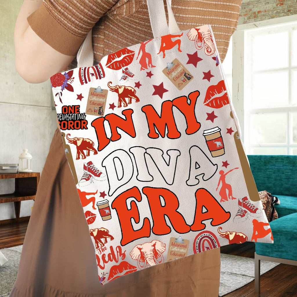 WCGXKO Sorority Gift In My Diva Era Sorority Sisterhood Women Canvas Tote Bag (Diva)