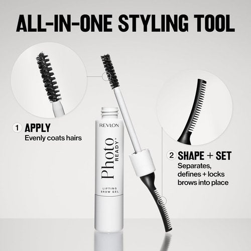 Revlon PhotoReady Brow Gel - Tinted Eyebrow Lamination with Spoolie Brush | Conditions & Defines, 801 Clear, 0.23 fl oz