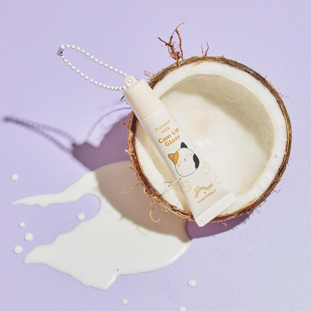TONYMOLY Cam the Cat 2-Piece Skincare Set - Coconut Milk Hand Cream & Frosted Milk Lip Gloss | Cute Gift for Women & Teens