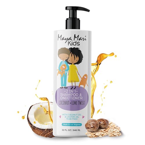 MAYA MARI Kids Shampoo & Conditioner - Tear-Free Formula for Curly Hair | Coconut & Lime Twist, 32 Fl Oz