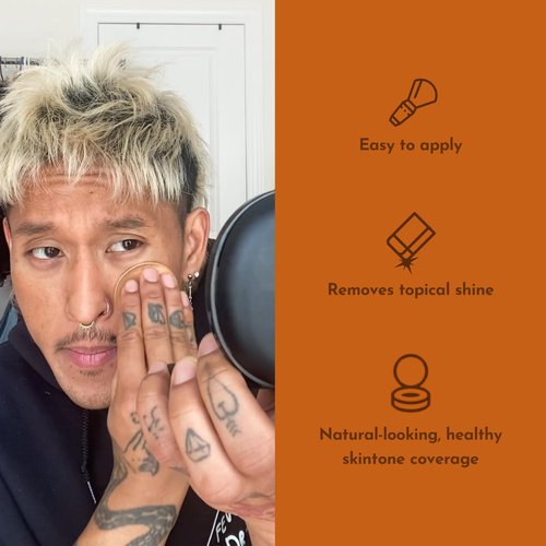 MËNAJI Anti-Shine Powder (HDPV) - Anti-Shine Face Make-Up for Men - Natural Looking Makeup - Mens Cosmetics - Medium