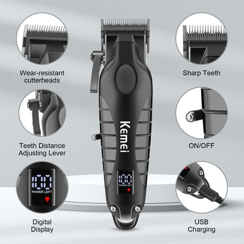 KEMEI Professional Hair Clippers Set for Men,Cordless Rechargeable Hair Clippers Kit, Clippers and Trimmer Set for Hair Cutting, Haircut Clippers,Gifts for Men