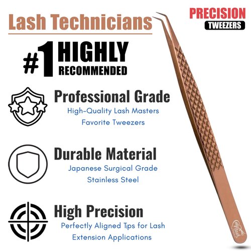 My Lash Tools Eyelash Extension Curved Degree Tweezers for Isolation Lash Extensions 14cm, Best for Individual Isolation & Classic Lashes Japanese Stainless Steel Eyelash Twisers (Copper x)