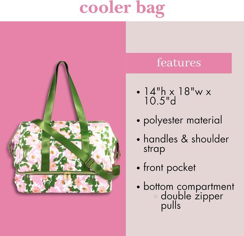 Kate Spade New York Insulated Cooler Tote Bag - Large Capacity Soft-Sided Beach Bag with Shoulder Strap | Hidden Garden