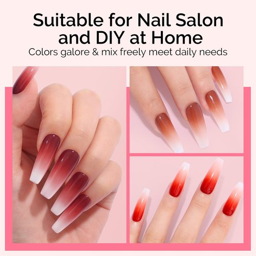 MelodySusie Gradient Painting Gel, 6 Colors Autumn Winter Ombre Gel Polish with 100 Sponges&Metal Grabber Set for Aura Nails, French Manicure, No Wipe, Soak Off UV, DIY Nail Art Palette Caramel Brown