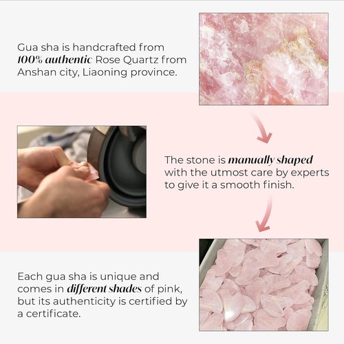 PLANTIFIQUE Rose Quartz Gua Sha Tool - Anti-Aging Face Massager & Jawline Shaper for Skincare