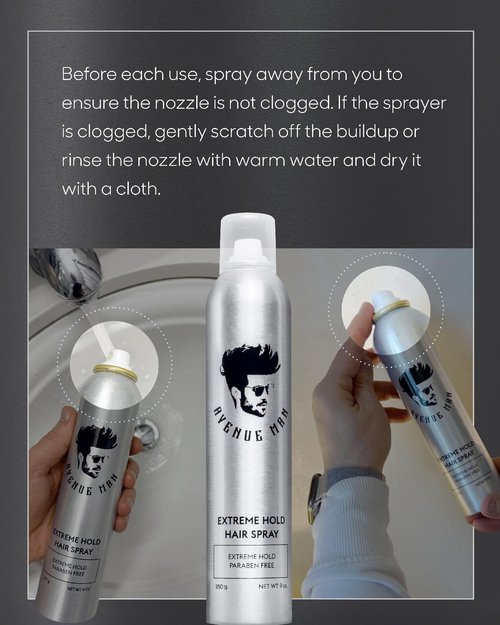 Avenue Man Extreme Hold Hairspray - Paraben-Free Hair Spray with Natural Extracts | 9.0 oz for Extra Firm Hold