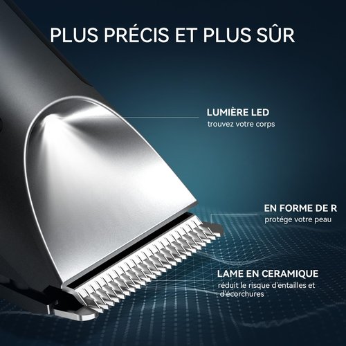 kensen Body Hair Trimmer for Men - Groin & Pubic Hair Trimmer with Ceramic Blades, Manscape Body Shaver for Men with LED Light Ball Shaver IPX7 Waterproof Wet/Dry Rechargeable Body Trimmer Mens Gift