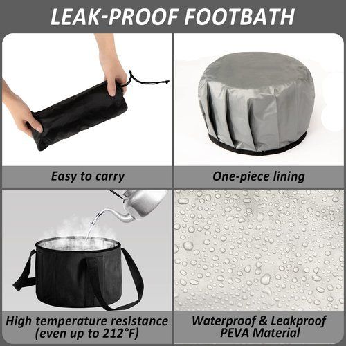 JSVSLTD Foot Bath Basin 20L Collapsible Bucket, Portable Foot Soak Tub Feet Soaking Bucket for Outdoor Travel, Camping, Fishing(Black)
