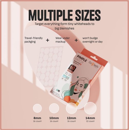 GoGleefy Pimple Patches for Face – Day & Night Acne Patches for Fast Healing, Skin Clarity – Invisible Hydrocolloid Patches, Waterproof Spot Treatment – All Skin Types Zit Patches of 60/120/180