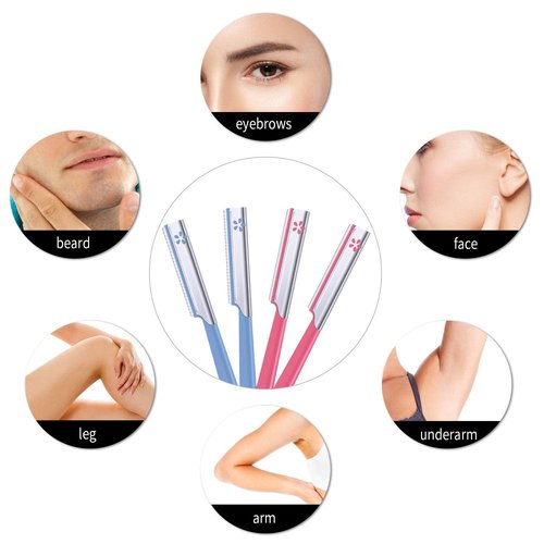10 Pieces Eyebrow Razor for Women Facial Shaver Razor Brow Shaper Eyebrow Trimmer Dermaplaner Shaping Tool with Cover (Pink)