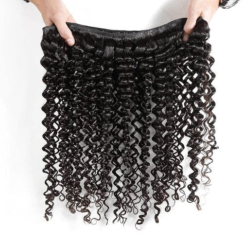 Cklikeb Human Hair Bundles Natural Color Jerry Curly Bundles Human Hair Unprocessed Brazilian Virgin 16 18 20 Inch 3 Bundles Quick Weave Human Hair Extensions 300g (1B Jerry Curly, 16 18 20)