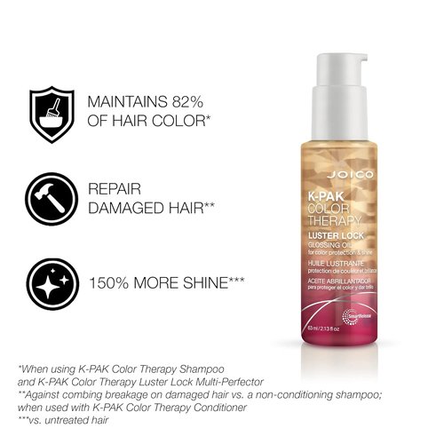 Joico K-PAK Color Therapy Luster Lock Glossing Oil - Protects Color & Adds Shine | Tames Frizz with Keratin & Argan Oil