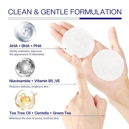 Morovan Glycolic Acid Pads - 30% Dual-Sided Face Exfoliator for Clear Skin Tone | 65 Pads