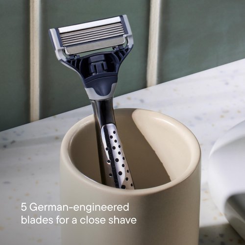 Harry's Original Shaving Kit for Men - Razor Handle, 5 Razor Blade Refills, Foaming Shave Gel, Travel Blade Cover - German Engineered - Craft Edition