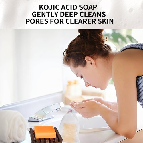 ceedoo Kojic Acid Soap for Dark Spot Remover Bars with Turmeric, Vitamin C, Retinol, Collagen with Hyaluronic Acid, Vitamin E, Shea Butter, Castile Olive Oil - 3.52 OZ x 2 Bars with Soap Holder & Bag