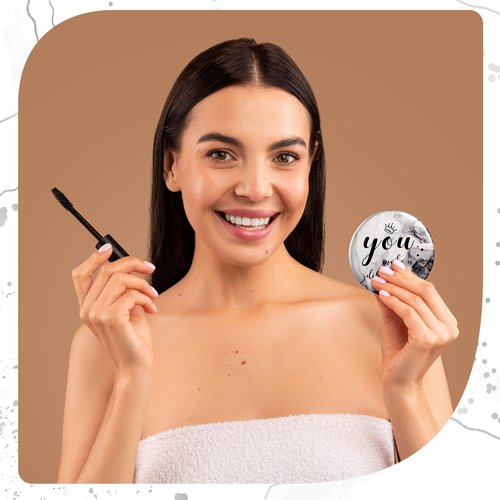 Tradder 100 Pcs 2.76 Inch Inspirational Mini Compact Mirror Bulk Makeup Pocket Purse Mirror for Women Mother's Day Quinceanera Coworker Employee Appreciation Gift Stuffer Items (Black)
