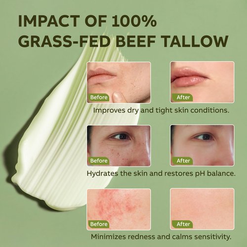 LOPIANY Beef Tallow for Skin, Beef Tallow and Honey Balm, All-Natural Face Body Moisturizer Nourishes and Hydrates the Skin, Grass Fed Whipped Balm Infused with Raw Wild Honey 2oz