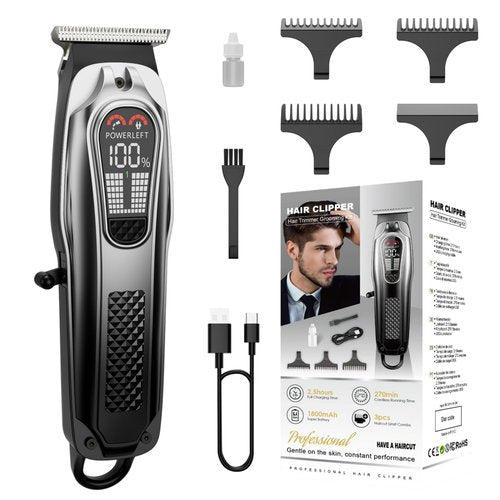 SIDHGN Professional Hair & Beard Trimmer, Electric Hair Clippers for Men, Cordless Clipper and Trimmer Set, Zero Gapped (Gray)