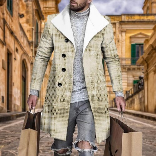 BIVENANT Men's Thermal Wool Blend Peacoat - Casual Notched Collar Business Coat in Classic Style