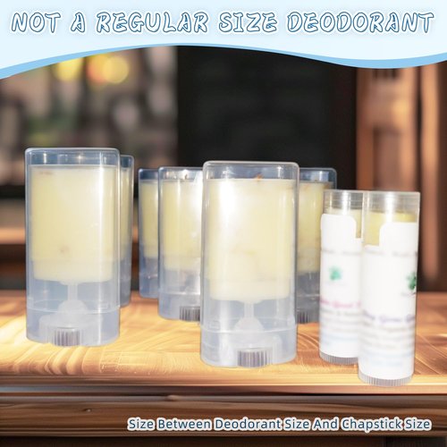 50 Pack 0.5 oz/15ml Clear Deodorant Container,Empty Oval Twist-Up Plastic Tubes Portable Containers for Chapstick,Large Lip Balm,Lotion Bar Sticks,Perfume Solid Lotion,Sunscreen-Pocket Deodarant Tube