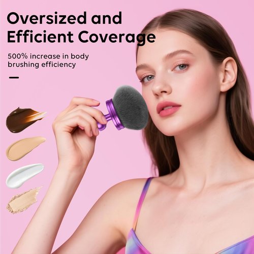 Iooyt 3.6 Inch Extra Large Kabuki Brush, Big Body Makeup Brush, Tanning Brush for Streak, Free Application, Dry & Wet Use, Durable Design - Perfect for Sunless Tanning, Body Lotion, Moisturizer