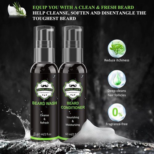 Skiennix Beard Kit for Men - Complete Grooming Set with Wash, Conditioner, Oil, Balm & Accessories