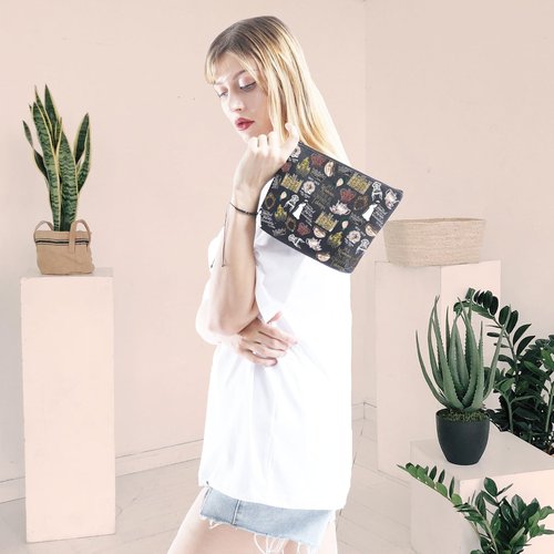 TV Show Inspired Gift V. Crawley Quote Inspired Gift TV Show Merchandise Zipper Pouch Makeup Bag for Fans Women (Down TV Pattern Black)