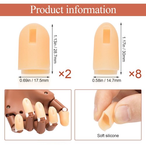 ANCIRS 10 Pack Fake Hand Silicone Finger Cover, Fingertip Replacement Accessory for Nail Art Equipment