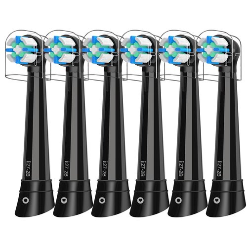 iO Replacement Heads Compatible with Oral B iO, Brush Heads for iO 2/3/4/5/6/7/8/9/10 Series Electric Toothbrushs, Dense Bristles, Cleans Deep Plaque, 6 Black