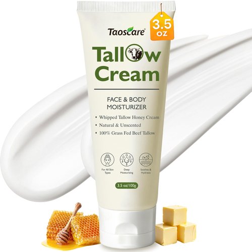 Taoscare Beef Tallow for Skin, 100% Grass-Fed Whipped Tallow Balm – Organic Moisturizer for Face & Body – Deep Hydration for Dry & Sensitive Skin – Natural Tallow Cream