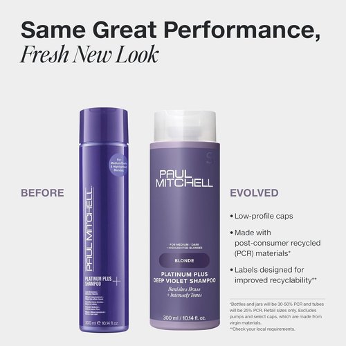 Paul Mitchell Platinum Plus Deep Violet Shampoo - Banish Brass & Intensely Tone Blonde, Highlighted, Gray, or Silver Hair