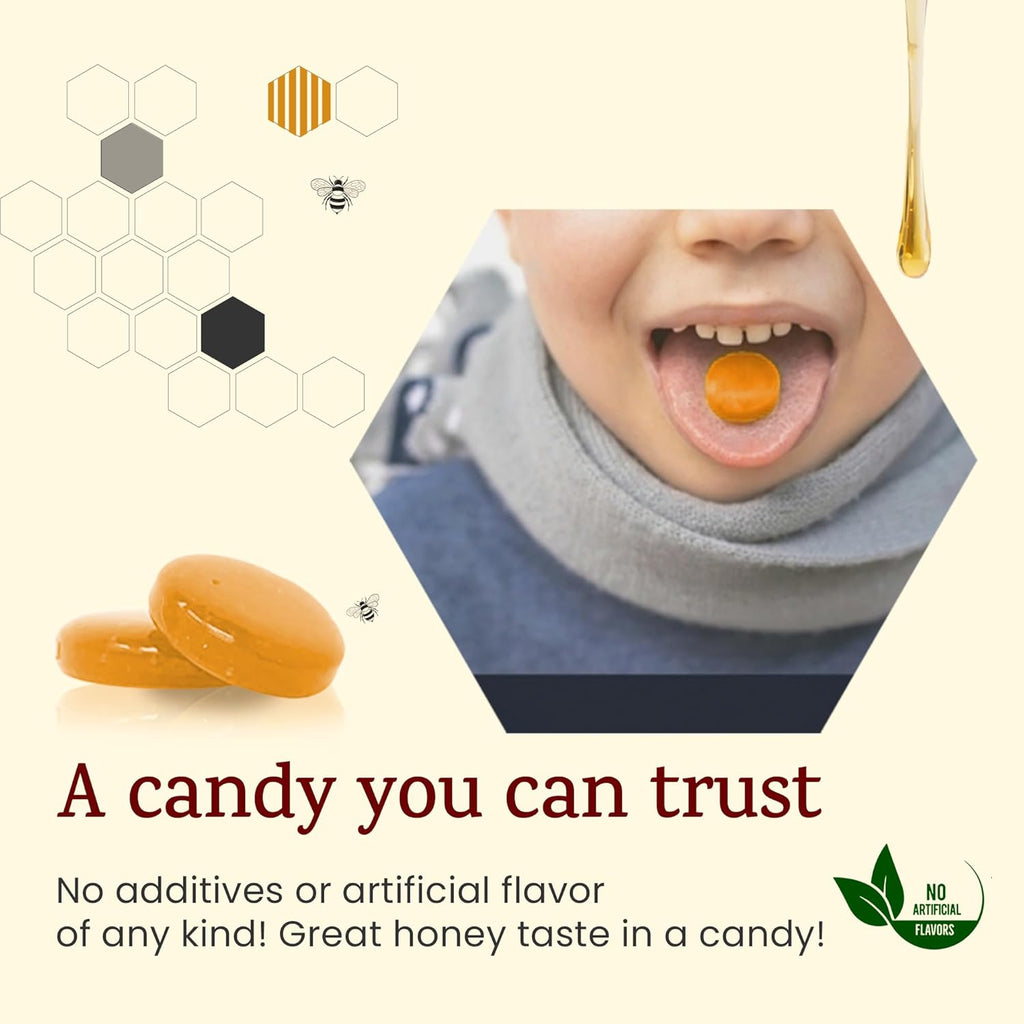 Wellbee's 100% Pure Honey Candy - Natural Cough Drops - Healthy & Paleo Friendly - 20 Pack