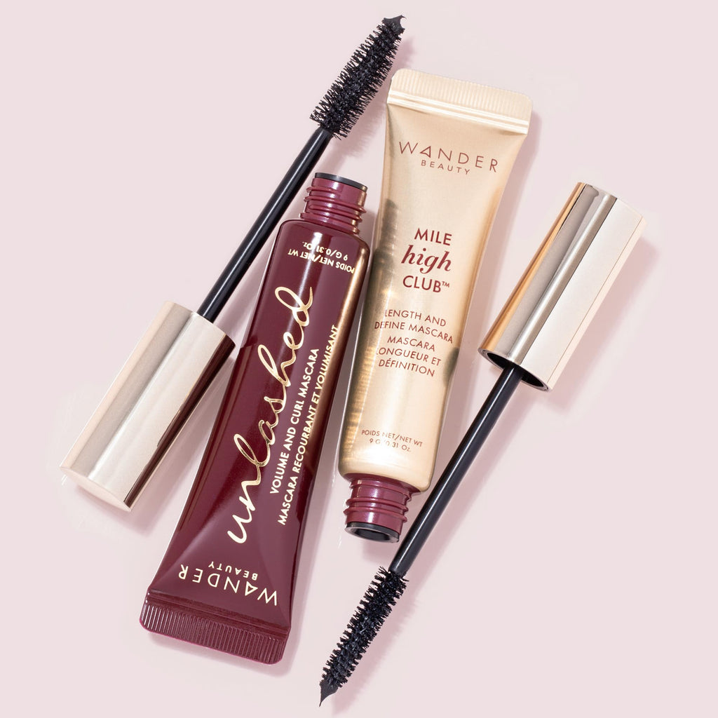 Wander Beauty Deck Your Lashes Mile High Club Length & Define + Unlashed Volume & Curl Mascara Limited Edition Gift Set, Instant Volume, Lash-Nourishing, Smudge-Proof, Water-Resistant, Cruelty Free