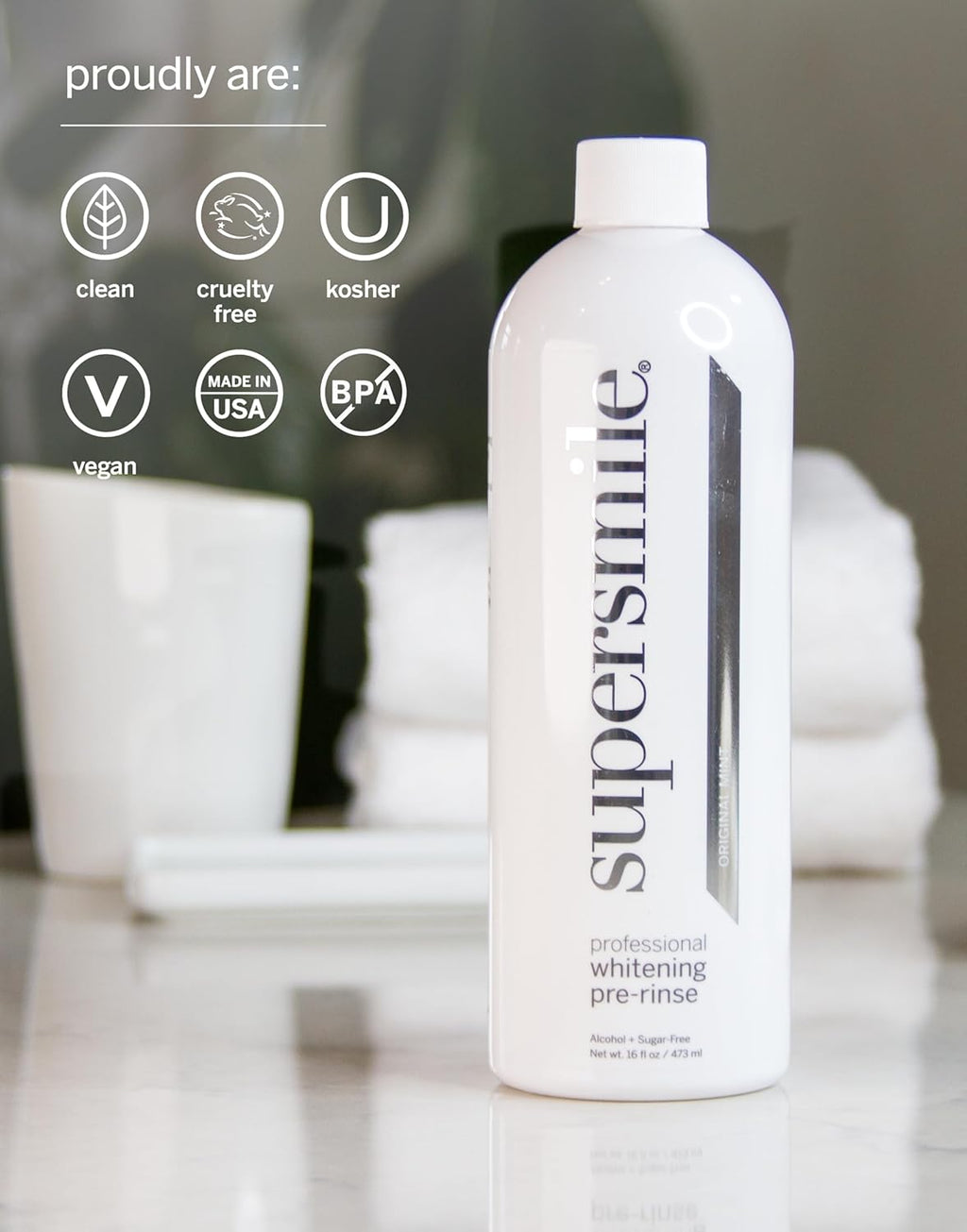 Supersmile Whitening Pre-Rinse - Alcohol-Free Dental Mouthwash for Teeth Whitening & Fresh Breath | 16 Fl Oz