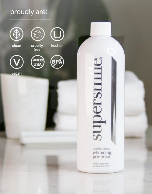 Supersmile Whitening Pre-Rinse - Clinically Formulated Pre-Brush Dental Mouthwash, Cleans and Whitens Teeth in Hard-to-Reach Places - Fresh Breath - Anti-Germicidal - Alcohol-Free (16 Fl Oz)