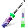 Makartt 5-in-1 Nail Drill Bits - 3/32" Shank Tungsten Carbide Tapered Bit for Fast Removal of Acrylic Nails, Hard Gel & Cuticles, Professional Nail E-File Bits for Nail Drill Machines (Fine, Purple）