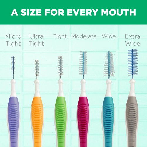 GUM Proxabrush Go-Betweens - Wide - Interdental Brushes - Soft Bristled Dental Picks for Plaque Removal Health - Safe for Braces & Dental Devices, 10 Count (Pack of 6)