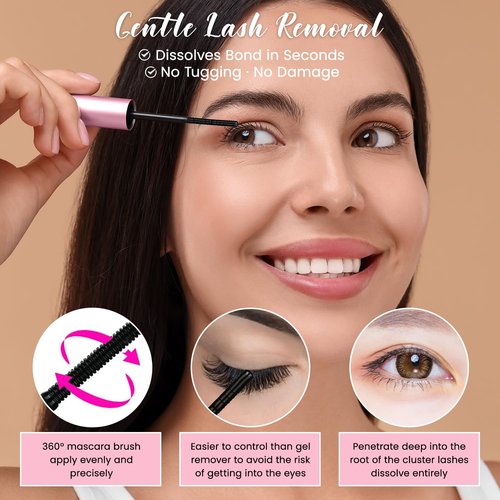 Arishine Lash Clusters Kit: 280PCS D Curl Wispy Cluster Eyelash Extensions, 10-16mm Natural DIY Lash Clusters Kit with Lash Bond & Seal, Remover, Tweezers & Applicators – Thin Invisible Band