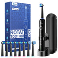 Rtauys Rotating Electric Toothbrush for Adults with 8 Brush Heads (2 Types), 5 Modes Rechargeable Power Toothbrush with Travel Case and 2 Minute Smrte Timer