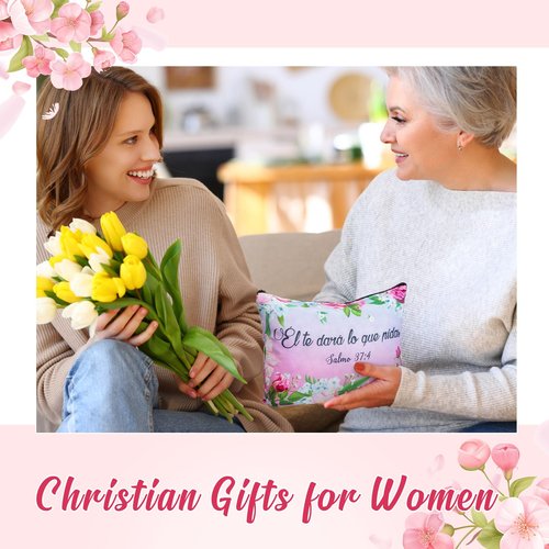 Kacctyen Spanish Christian Cosmetic Bags Bulk Mother's Day Church Gifts Spanish Christian Gifts for Women Bible Verse Pencil Pouch Makeup Bag Regalos Religiosos Para Mujer(12 Pcs,Classic Style)