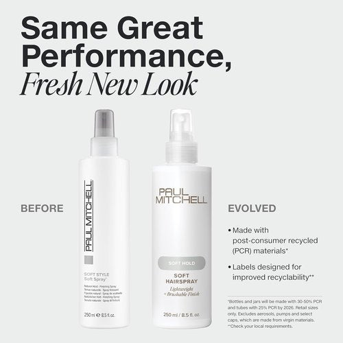 Paul Mitchell Soft Hairspray - Lightweight Formula for Soft Hold & Brushable Finish | All Hair Types