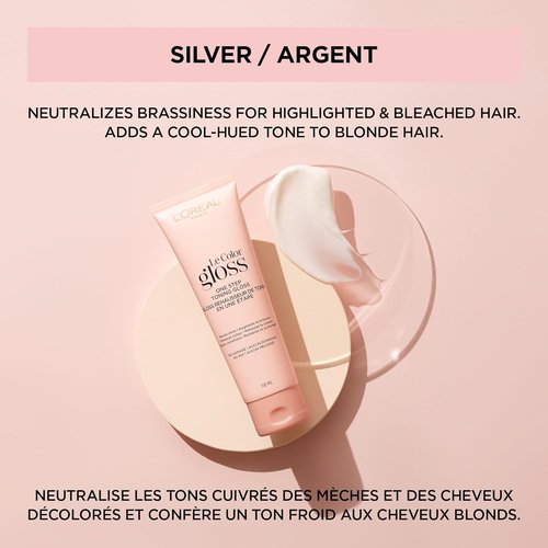 L’Oreal Paris Le Color Gloss - One Step In-Shower Toning Hair Gloss, Neutralizes Brass & Boosts Shine, Silver, 4 Oz