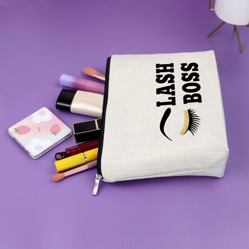 Sazuwu Lash Boss Beauty Lashes & Makeup Bag - Eyelashes Artist Gift & Cosmetic Bag - Graduation & Birthday Gifts for Her - Travel Pouch